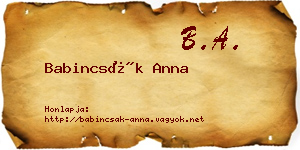 Babincsák Anna névjegykártya
