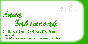 anna babincsak business card